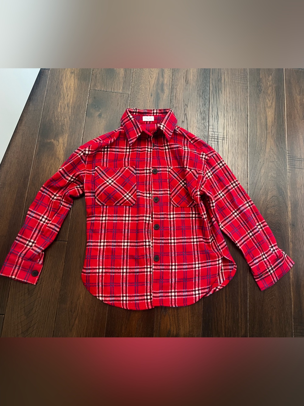 Chic edge Red Plaid flannel Button-Up Shacket